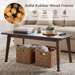 Solid Wood Modern Coffee Table with Tapered Legs-Walnut