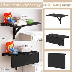 Space Saver Folding Wall-Mounted Drop-Leaf Table-Black