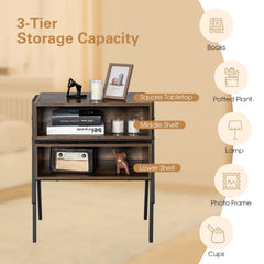 Stackable Night Stand and Accent Table with Metal Frame