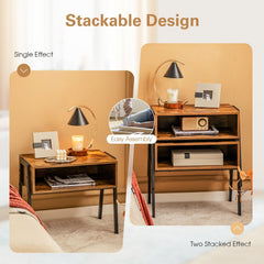 Stackable Night Stand and Accent Table with Metal Frame