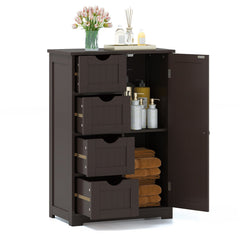 Standing Indoor Wooden Cabinet with 4 Drawers-Brown
