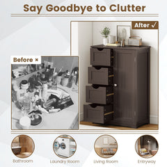 Standing Indoor Wooden Cabinet with 4 Drawers-Brown