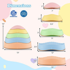 Stepping Stones for Kids 5 PCS Non-Slip Balance Stones with Storage Bag-Macaron