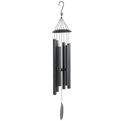 45" Wind Chimes Outdoor Deep Tone Wind Chime with 6 Aluminum Tubes and Hook for Patio, Yard, Garden Decor, Dark Grey