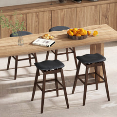 Set of 2 Backless Swivel Saddle Stools in Black PVC, 31 Inch Seat
