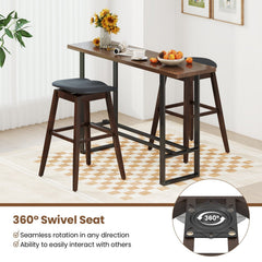 Set of 2 Backless Swivel Saddle Stools in Black PVC, 31 Inch Seat