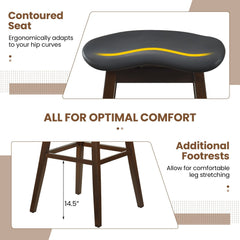Set of 2 Backless Swivel Saddle Stools in Black PVC, 31 Inch Seat