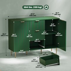 Modern Kitchen Storage Cabinet, Sideboard Buffet Cabinet w/ 3 Drawers and Adjustable Shelves for Kitchen Hallway, Black