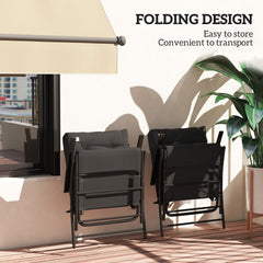 Set of 2 Outdoor Folding Chairs with Adjustable Backrest, Padded Camping Chairs for Outdoor Events, Grey