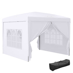 9.7' x 9.7' Outdoor Pop Up Party Tent Wedding Gazebo Canopy with Carrying Bag (White)