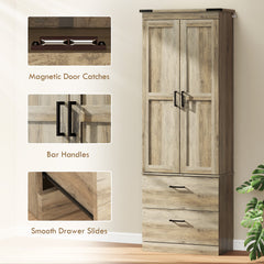 67" Tall Kitchen Pantry Storage Cabinet, Kitchen Pantry Cabinet with Doors, Drawers and Adjustable Shelves, Black