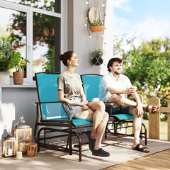 Patio Glider Rocking Chair 2 Person Outdoor Loveseat Rocker Garden Furniture Bench, Grey