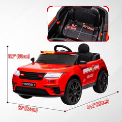 12V Kids Electric Fire Truck w/ Remote Control, Spring Suspension, Transport Wheel, Siren, Music, Light, Horn, Red