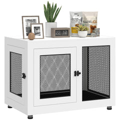 Pet Crate End Table with Water-resistant Cushion or Large Medium Dogs, Black