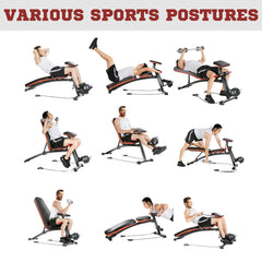 Foldable Press Bench Adjustable Dumbbell, Weight Training Bench Exercises Gym Chair, Black & Red