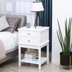 Modern Sofa Side Table, Accent End Table with Drawers and Storage Shelf, Nightstand for Bedroom Living Room, Black
