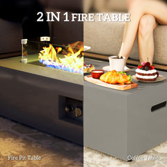 42" Propane Fire Pit Table 50,000 BTU Outdoor Gas Fire Table with Hideaway Propane Tank Holder, Waterproof Cover