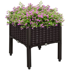 1 Piece Raised Garden Bed PP Raised Flower Bed Vegetable Herb Grow Box Stand Brown