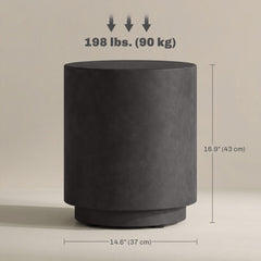 Terrazzo Finish Side Table, 17" Round End Table for Indoor and Outdoor, Charcoal Grey