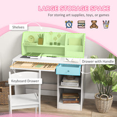 Kids Desk and Chair Set for 5-8 Year Old with Storage, Study Table and Chair for Children, Grey
