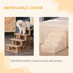 4-Step Dog Ramp for Sofa, Bed, and Couch, with Removable Cover, Light Grey