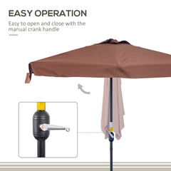 9.8ft Half Umbrella Semi Round Patio Parasol with Crank Handle, Top Vent for Garden, Balcony- NO BASE INCLUDED, Green