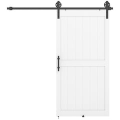 36inx84in Barn Door with 6FT Sliding Door Hardware Kit, Handle, Upgraded Rollers and Floor Guide, Waterproof, White