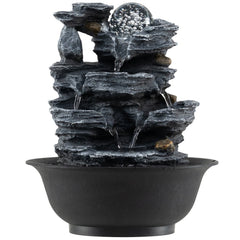 Tabletop Water Fountain with Rolling Crystal Ball and Color-Changing LED Light-B