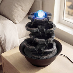 Tabletop Water Fountain with Rolling Crystal Ball and Color-Changing LED Light-D
