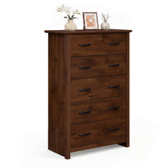 Tall Storage Dresser with 5 Pull-out Drawers for Bedroom Living Room-Walnut