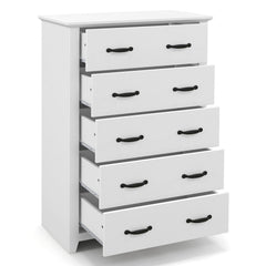 Tall Storage Dresser with 5 Pull-out Drawers for Bedroom Living Room-White