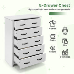 Tall Storage Dresser with 5 Pull-out Drawers for Bedroom Living Room-White