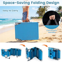 Folding Tanning Chair with Detachable Headrest and Side Pocket, Blue