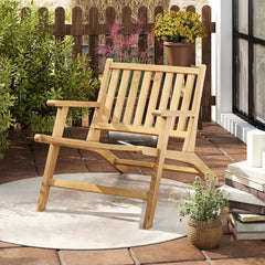 Teak Wood Outdoor Reclining Chair with Comfortable Backrest and Armrests