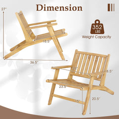 Teak Wood Outdoor Reclining Chair with Comfortable Backrest and Armrests