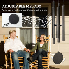 45" Wind Chimes Outdoor Deep Tone Wind Chime with 6 Aluminum Tubes and Hook for Patio, Yard, Garden Decor, Dark Grey