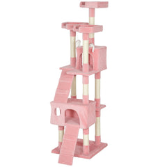 68-inch Multi-Level Cat Scratching Tree Kitty Activity Center Post Tower Condo Pet Furniture w/ Toy Beige