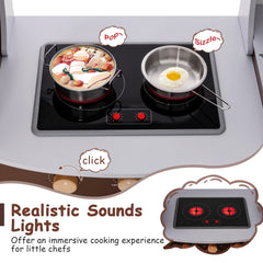 Espresso Corner Play Kitchen with Washing Machine, Ice Maker and Chef Suit for Kids