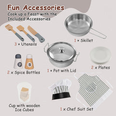 Espresso Corner Play Kitchen with Washing Machine, Ice Maker and Chef Suit for Kids
