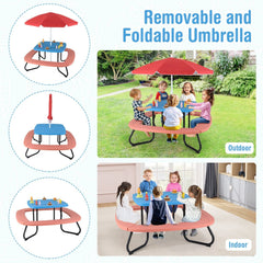 Toddler Outdoor Activity Table with Adjustable and Collapsible Umbrella-Blue