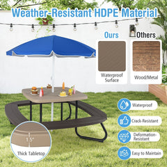 Toddler Outdoor Activity Table with Adjustable and Collapsible Umbrella-Brown