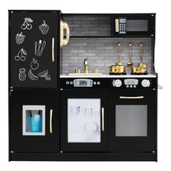 Toddler Pretend Play Kitchen for Boys and Girls 3-6 Years Old-Black