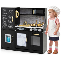 Toddler Pretend Play Kitchen for Boys and Girls 3-6 Years Old-Black