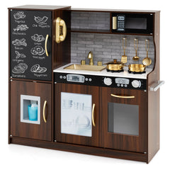 Toddler Pretend Play Kitchen for Boys and Girls 3-6 Years Old-Brown