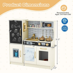 Toddler Pretend Play Kitchen for Boys and Girls 3-6 Years Old-Cream White