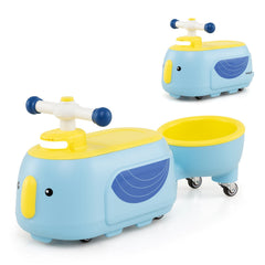 Toddler Ride on Toy with Trailer and Light Music-Blue