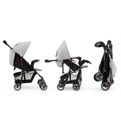 Toddler Travel Stroller for Airplane with Canopy and Adjustable Backrest-Gray