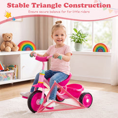 Toddler Tricycle for Boys and Girls 2-5 Years Old, with Removable Rear Storage Basket-Pink