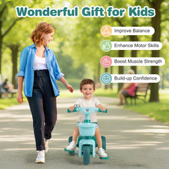 Toddler Tricycle with Limited Steering with Front Baskets and Bell-Green