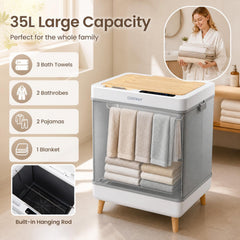 Towel Warmer Bucket with Foldable Design and Auto Shut Off for Bathroom-Natural